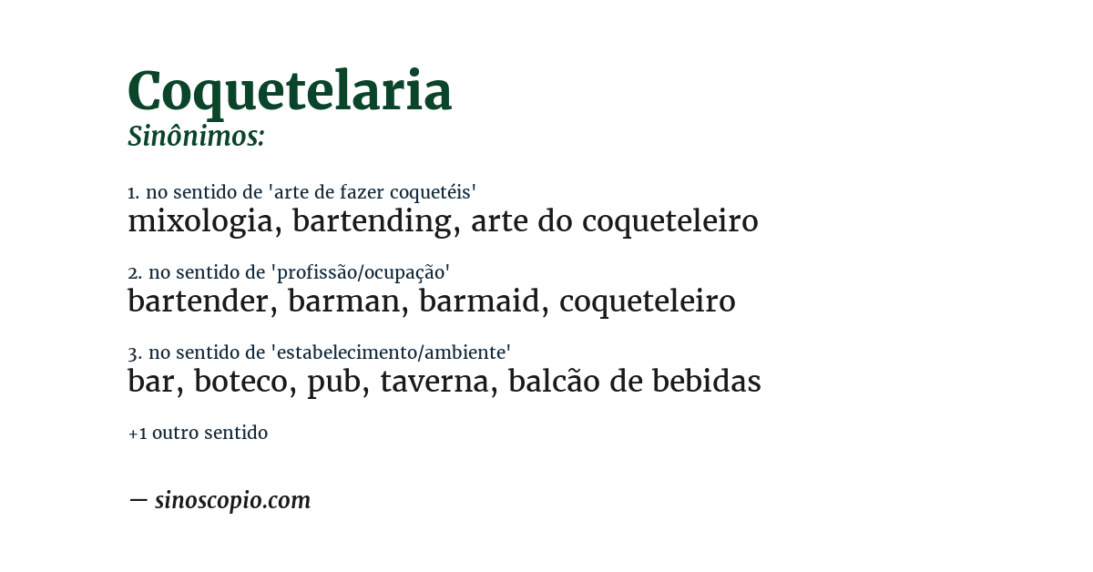 Sinônimo de coquetelaria