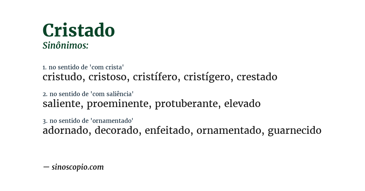 Sinônimo de cristado