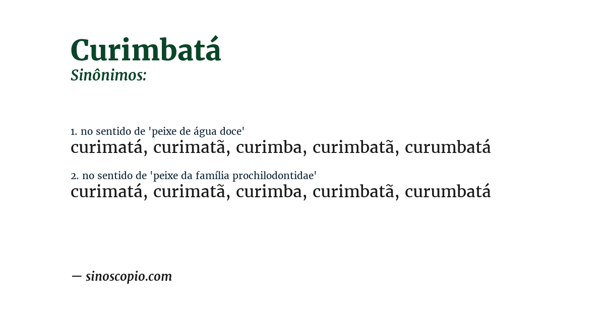Sinônimo de curimbatá