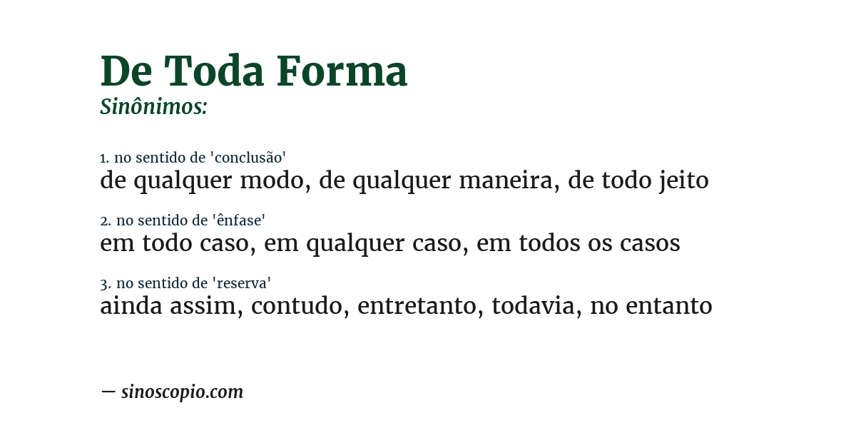 Sinônimo de de toda forma