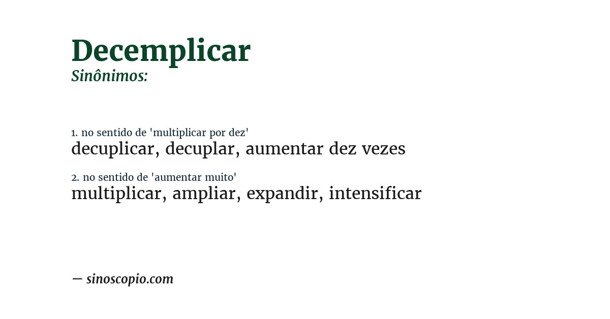 Sinônimo de decemplicar