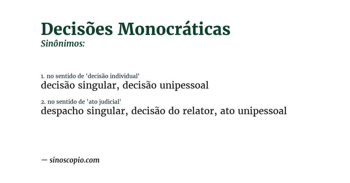 Sinônimo de decisões monocráticas