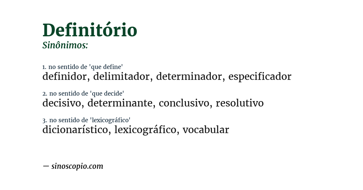 Sinônimo de definitório