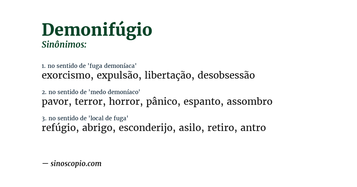 Sinônimo de demonifúgio