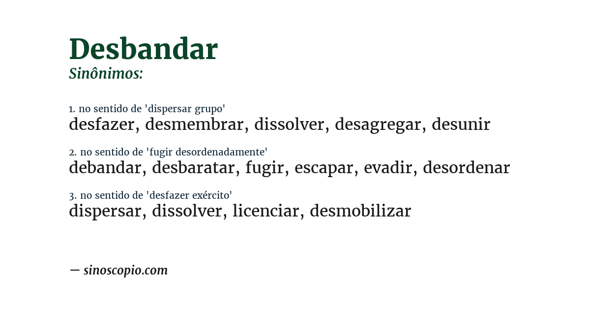 Sinônimo de desbandar