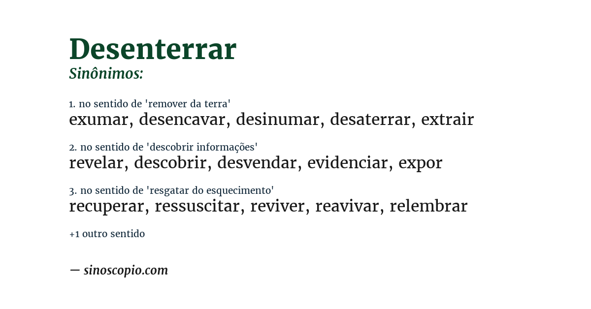 Sinônimo de desenterrar
