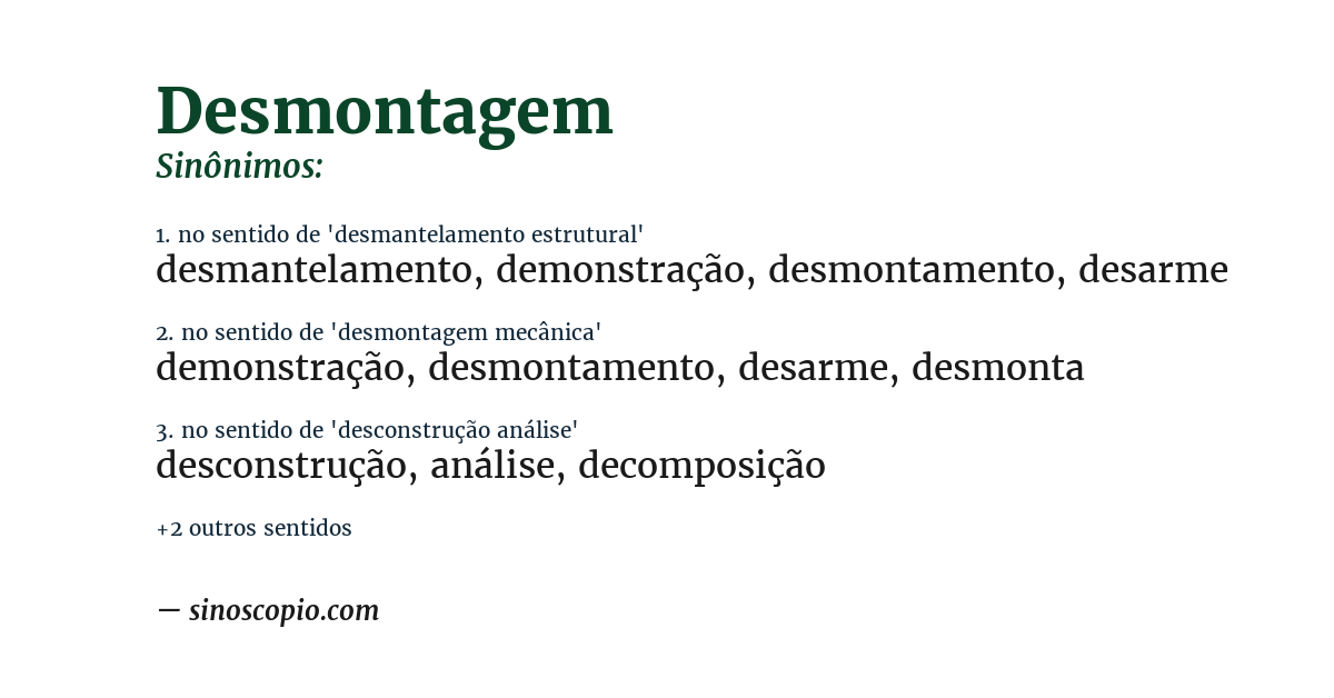 Sinônimo de desmontagem