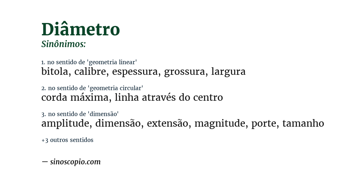 Sinônimo de diâmetro