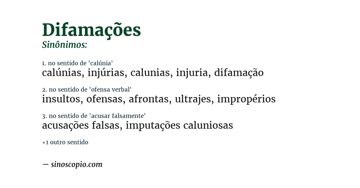 Sinônimo de difamações