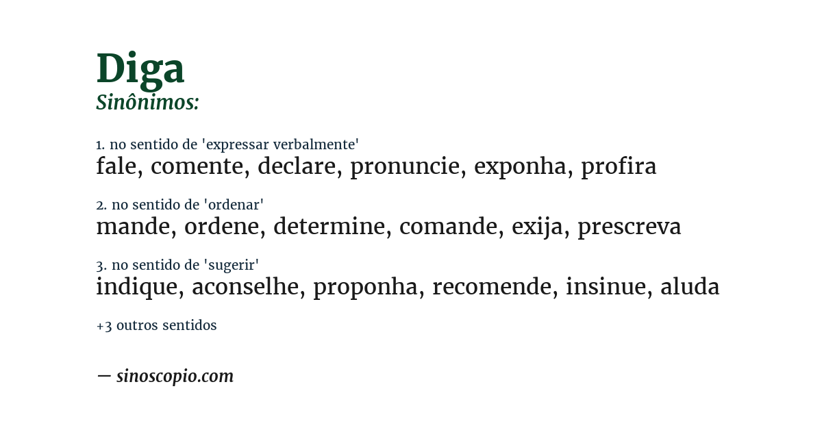 Sinônimo de diga