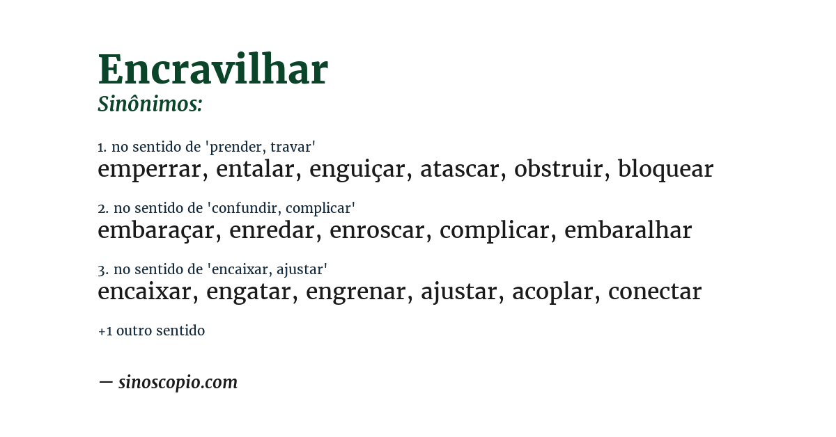 Sinônimo de encravilhar