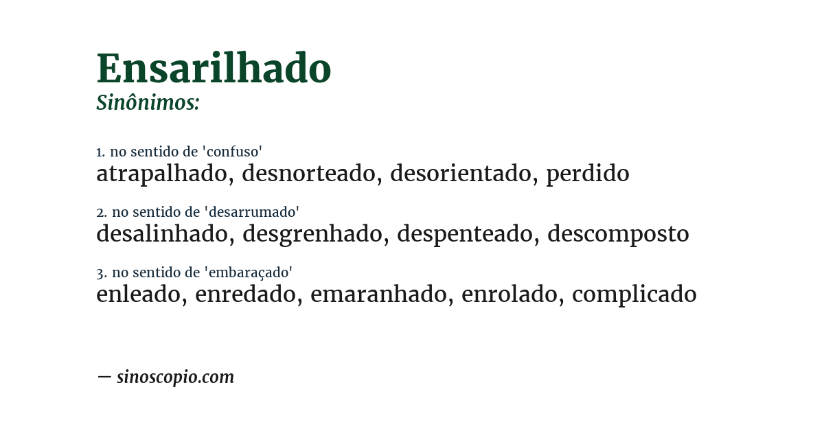 Sinônimo de ensarilhado