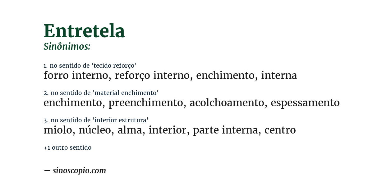 Sinônimo de entretela