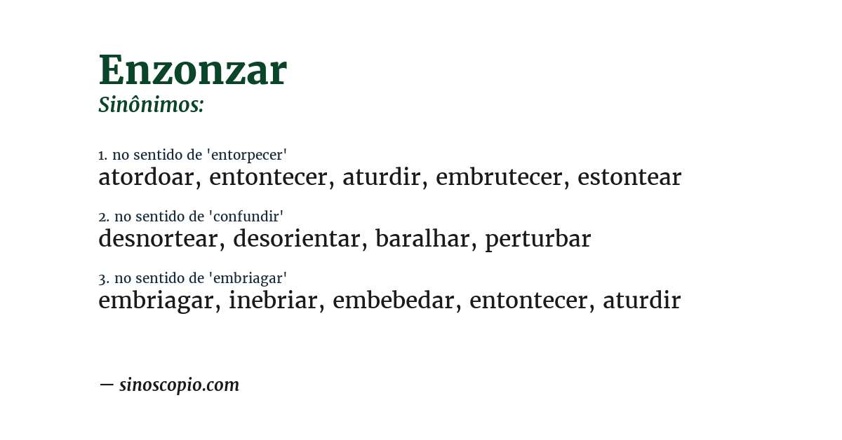 Sinônimo de enzonzar