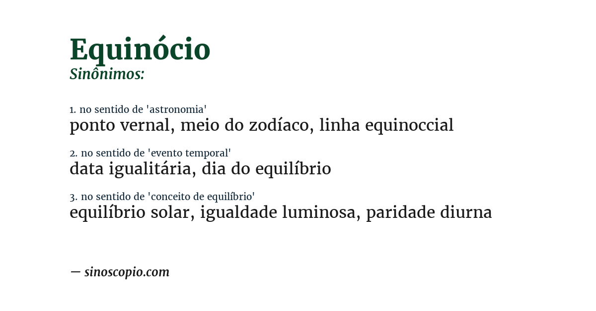 Sinônimo de equinócio