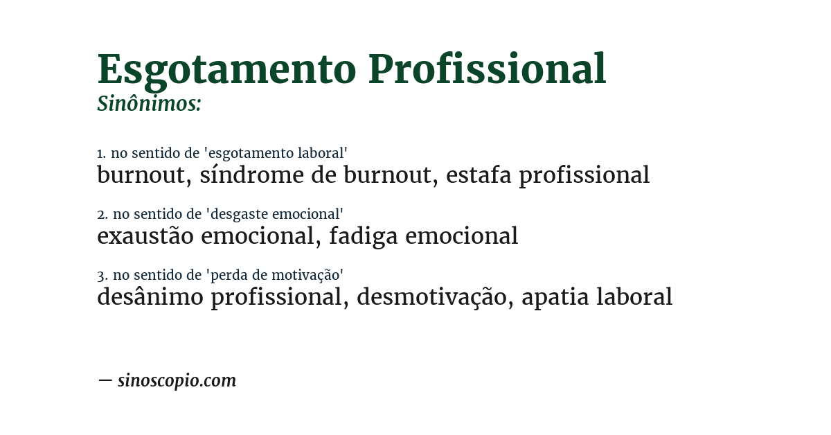 Sinônimo de esgotamento profissional