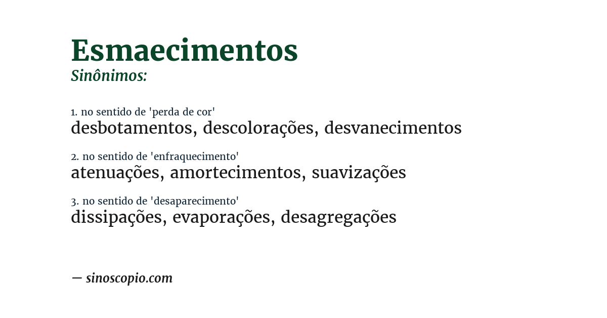Sinônimo de esmaecimentos