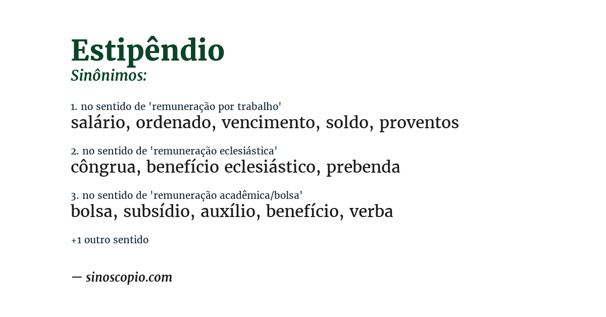 Sinônimo de estipêndio