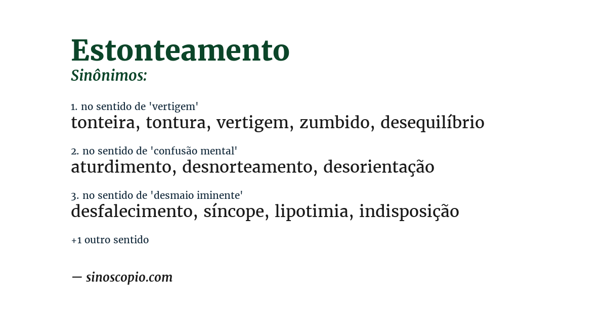 Sinônimo de estonteamento