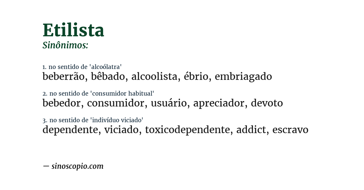 Sinônimo de etilista