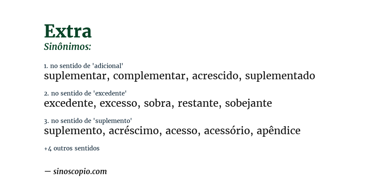 Sinônimo de extra