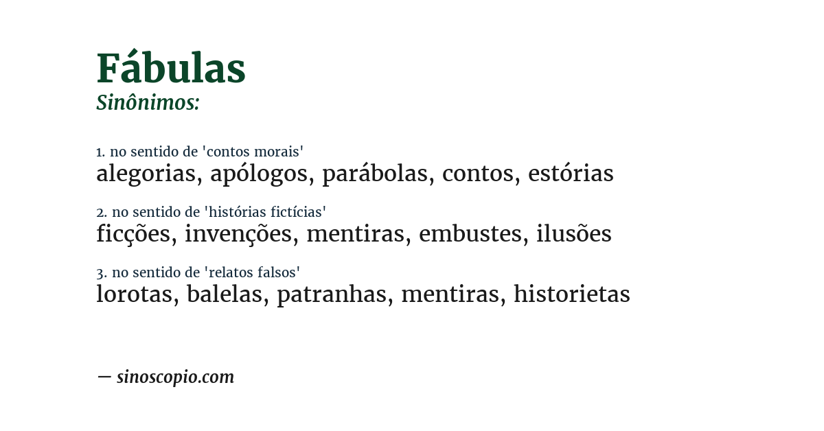 Sinônimo de fábulas