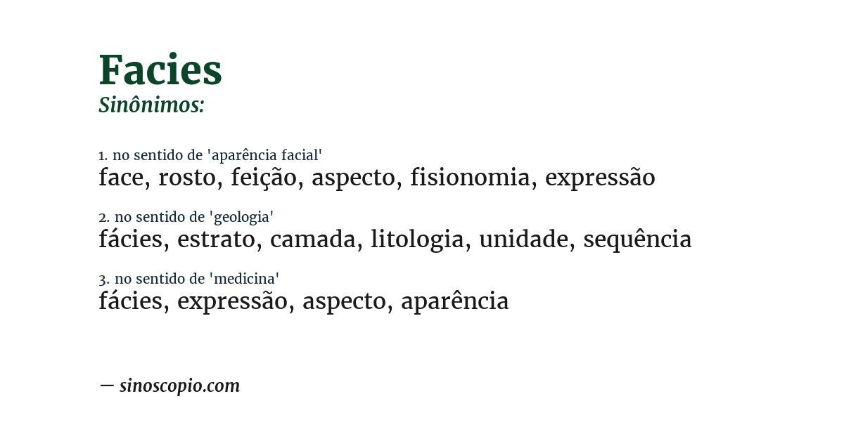 Sinônimo de facies