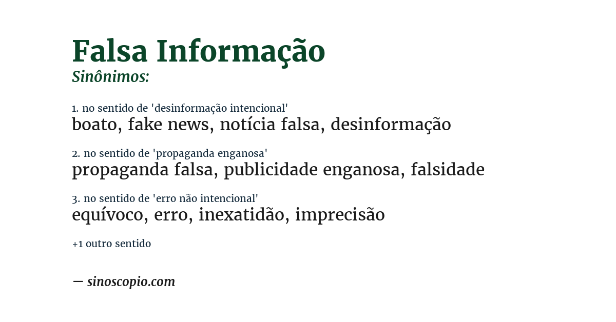 Sinônimo de falsa informação