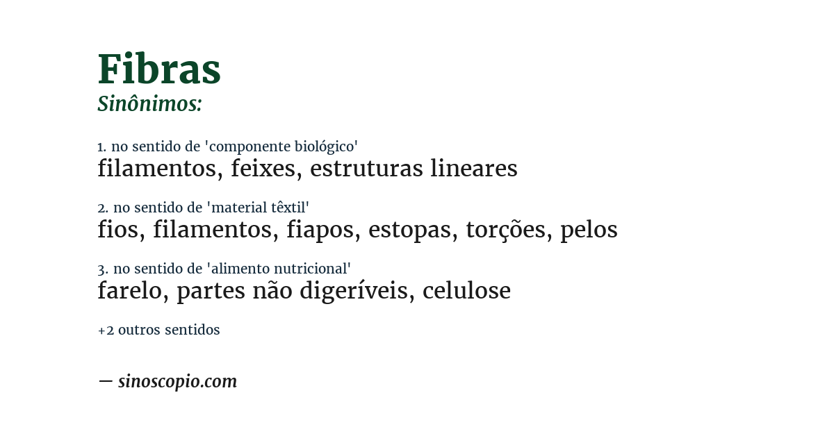 Sinônimo de fibras