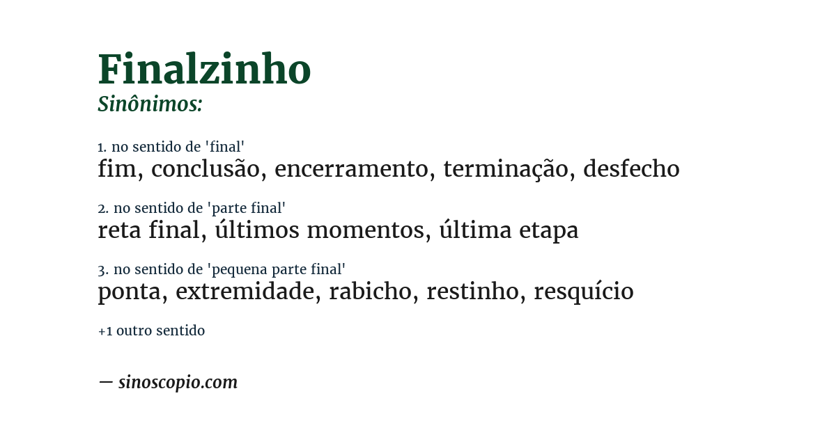 Sinônimo de finalzinho