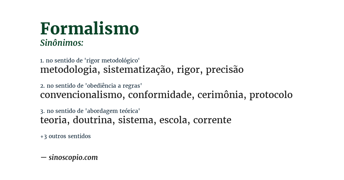 Sinônimo de formalismo