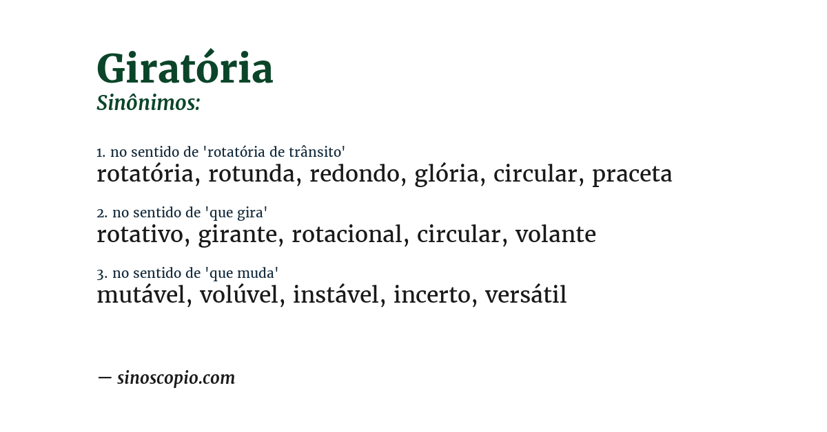Sinônimo de giratória
