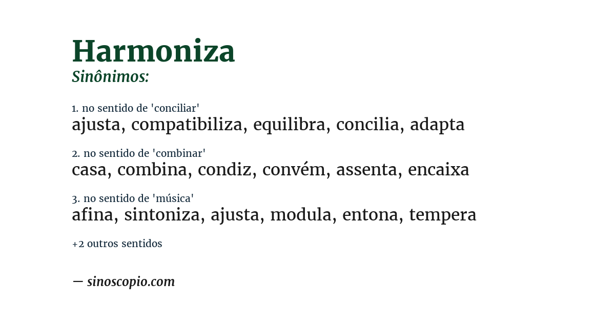 Sinônimo de harmoniza