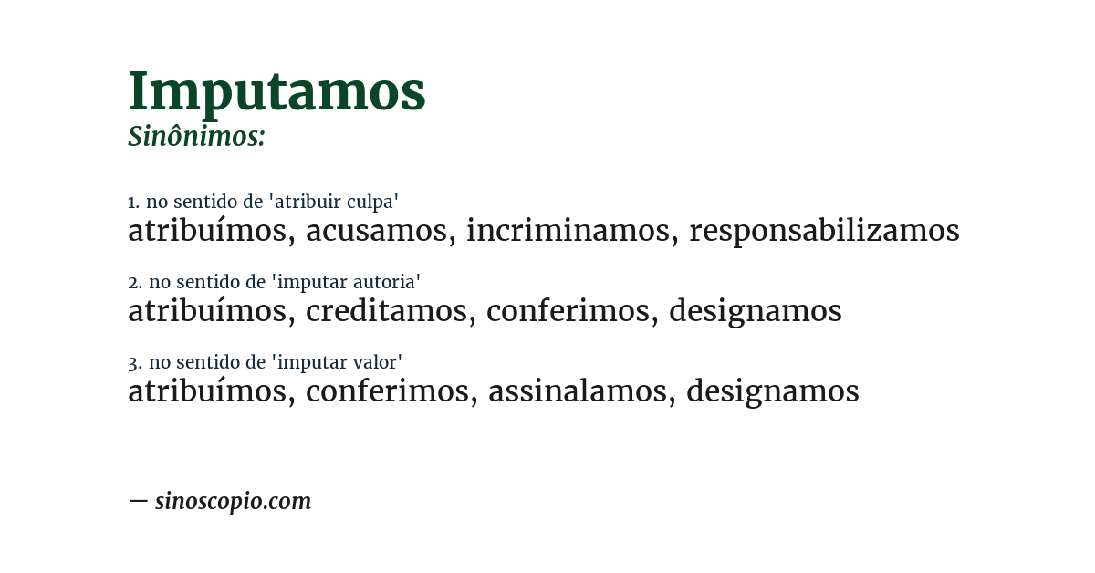 Sinônimo de imputamos