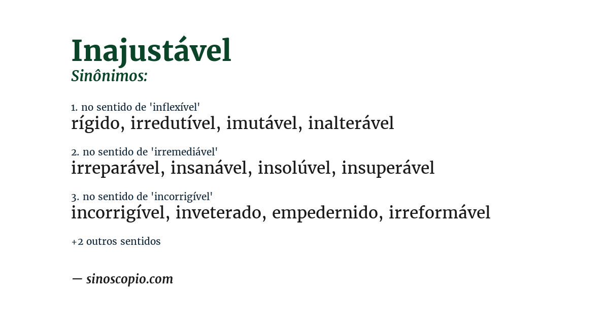 Sinônimo de inajustável