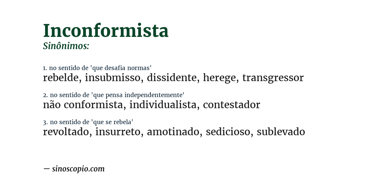 Sinônimo de inconformista