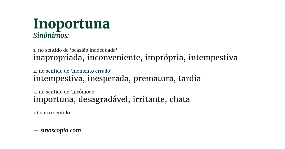 Sinônimo de inoportuna