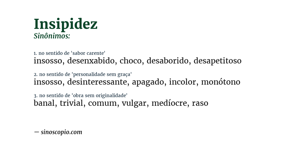 Sinônimo de insipidez