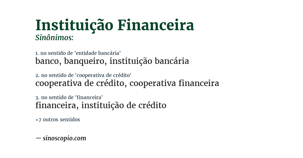 Sinônimo de instituição financeira