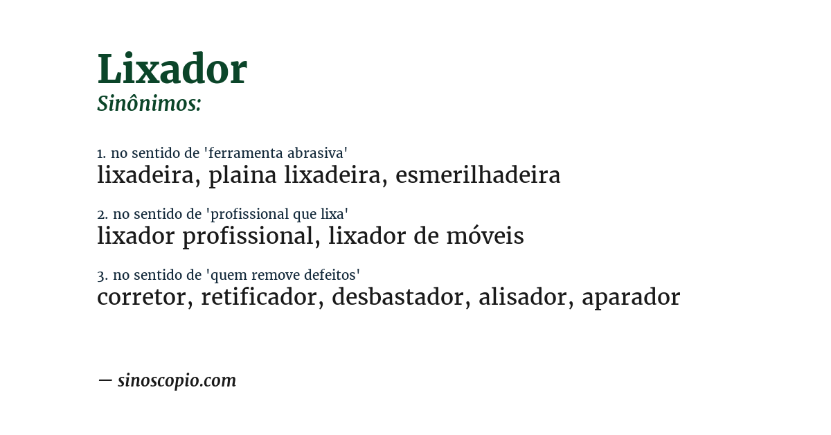 Sinônimo de lixador