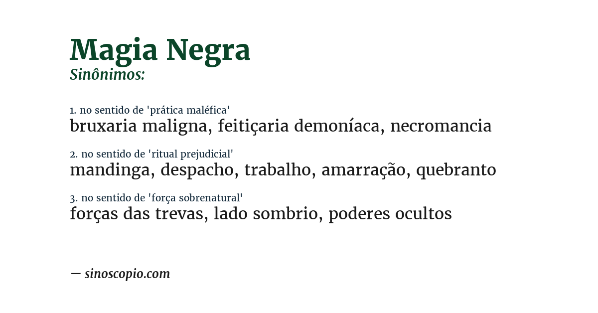 Sinônimo de magia negra