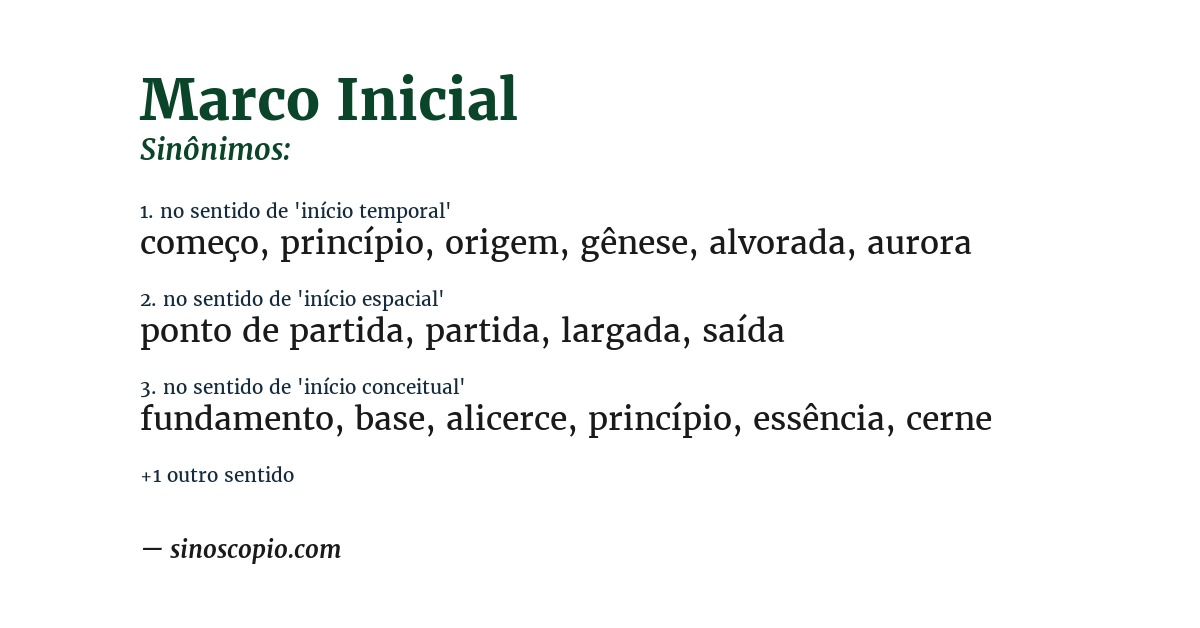 Sinônimo de marco inicial