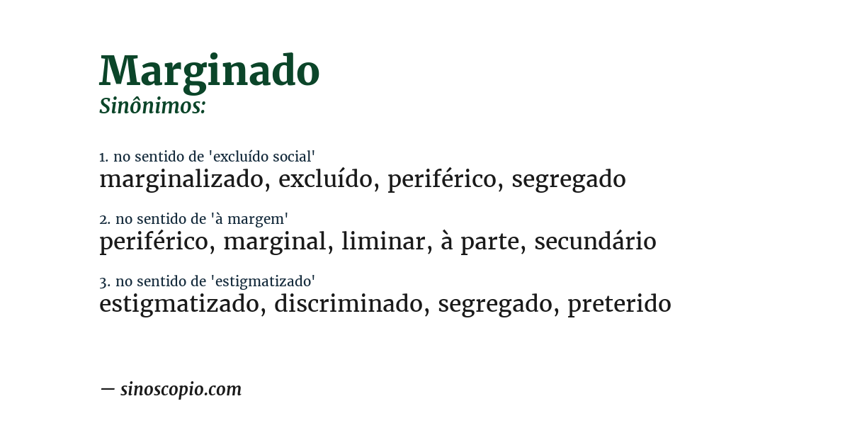 Sinônimo de marginado