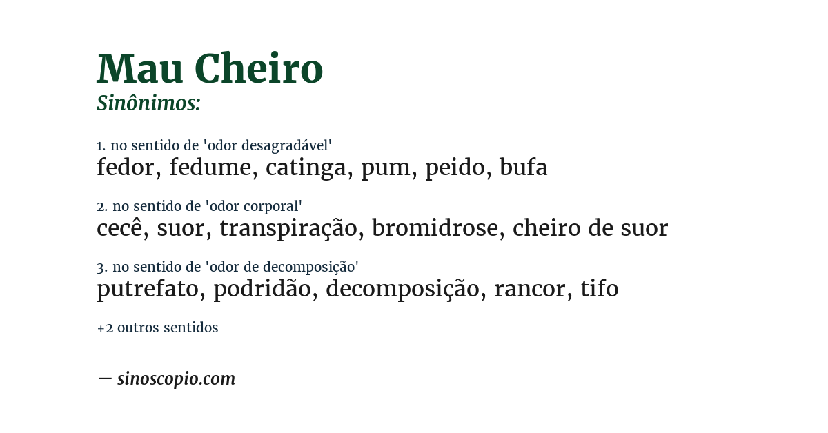 Sinônimo de mau cheiro