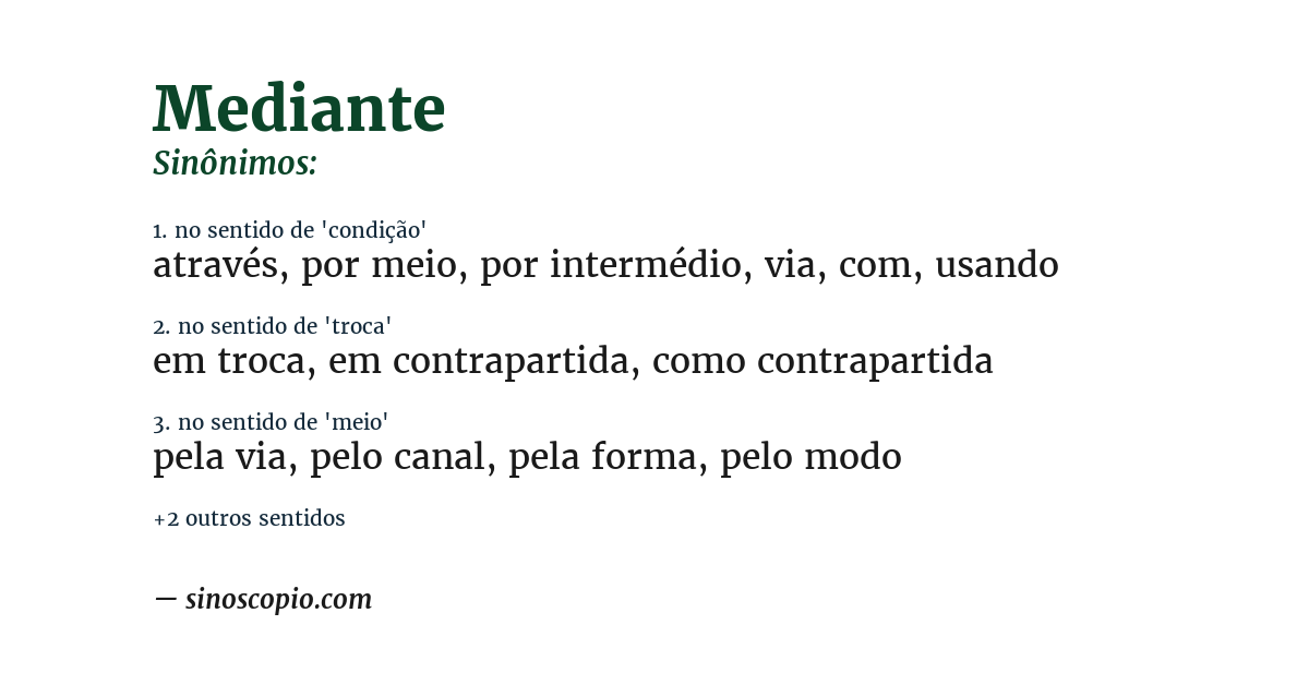 Sinônimo de mediante