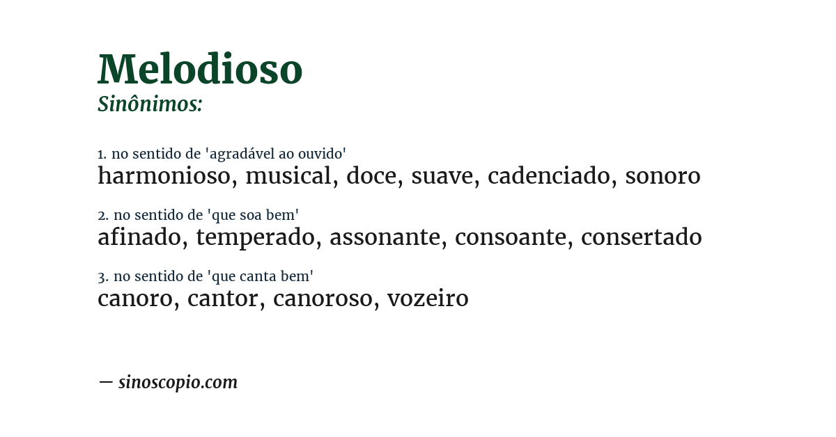 Sinônimo de melodioso