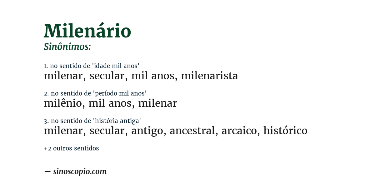 Sinônimo de milenário