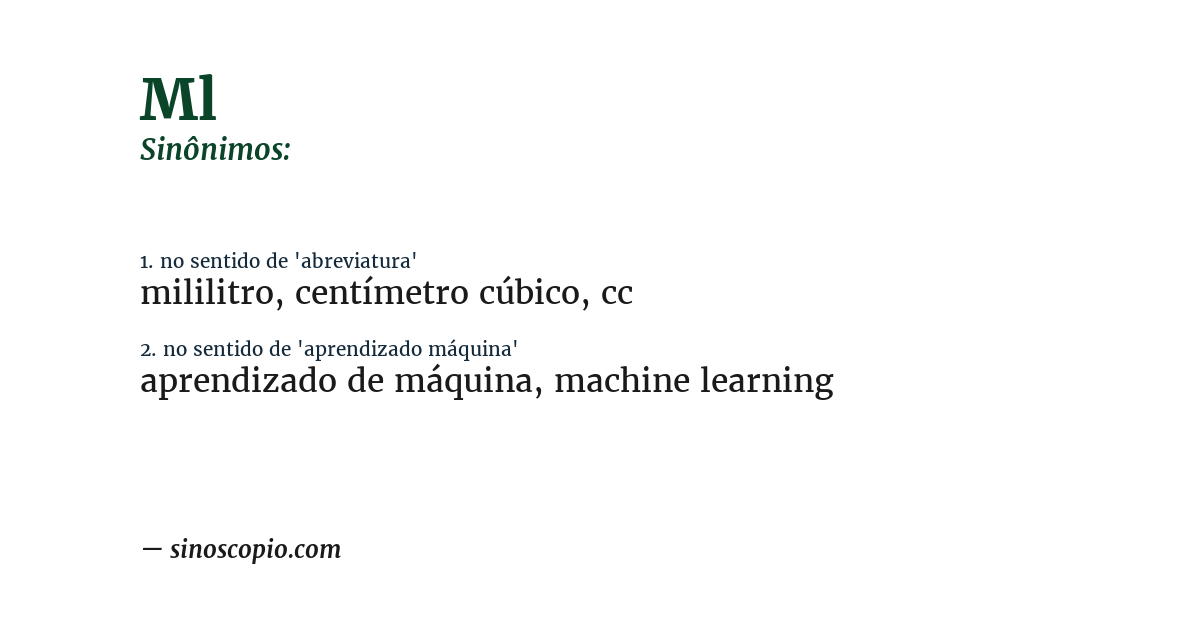 Sinônimo de ml