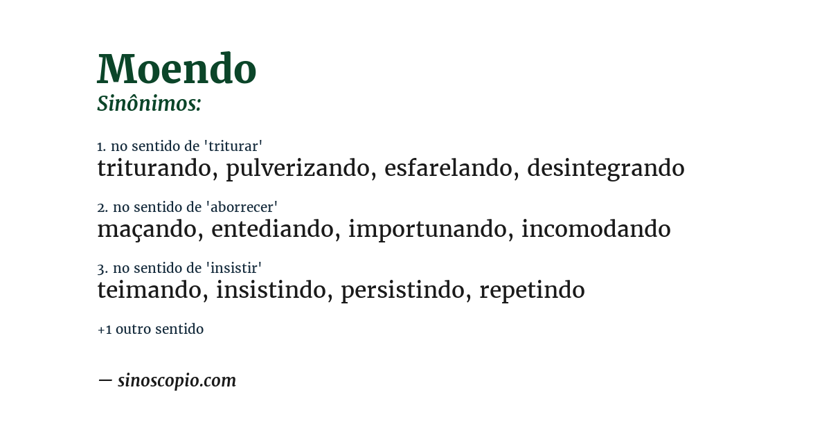 Sinônimo de moendo