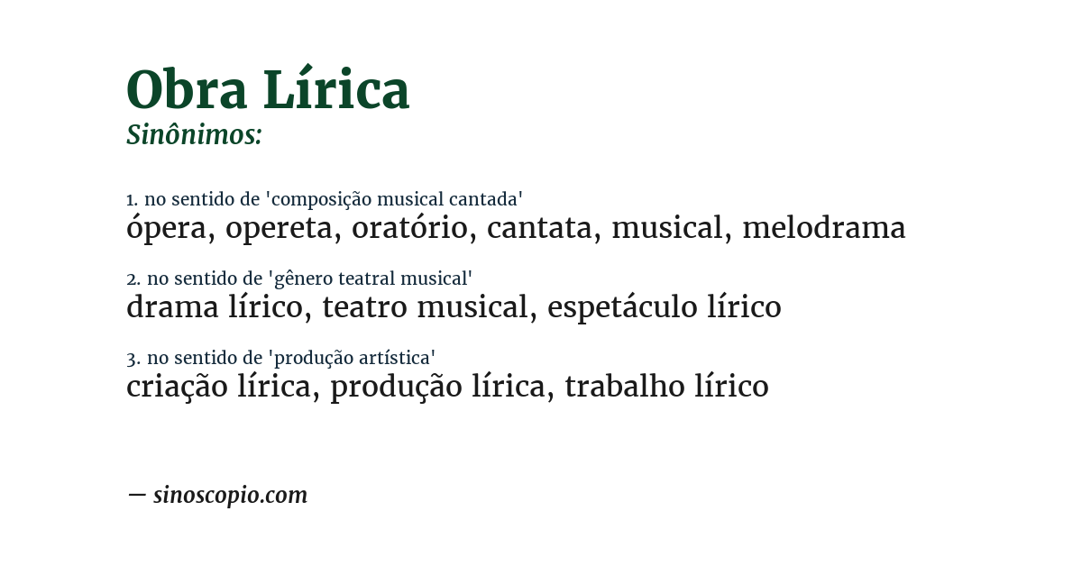 Sinônimo de obra lírica